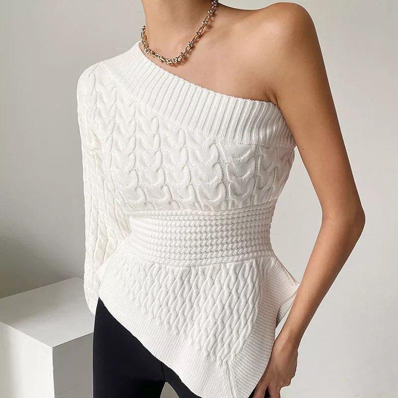 Clepa One shoulder sweater In White