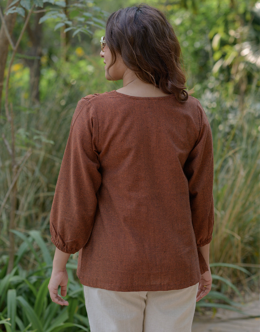 Copper Maroon Smock Top