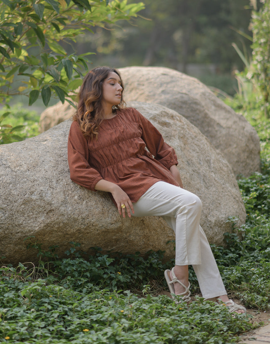Copper Maroon Smock Top