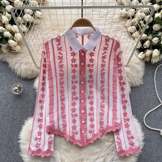 Coya Embroidered Cotton Shirt In Pink
