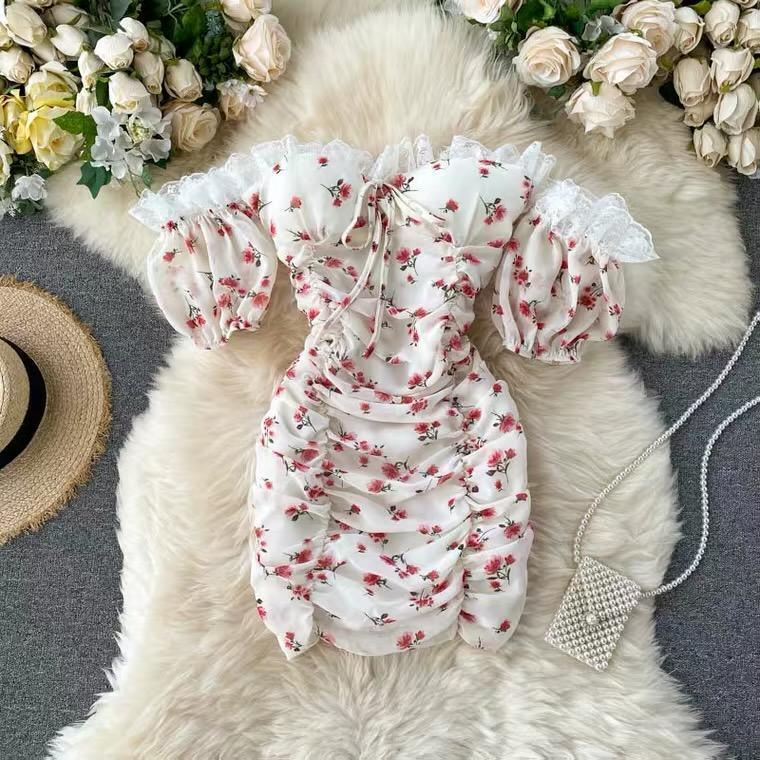 Crobel Floral Dress In White