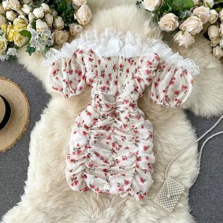 Crobel Floral Dress In White
