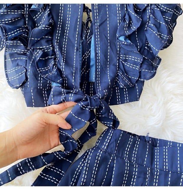 Dawson Breezy Coord Set In Navy Blue