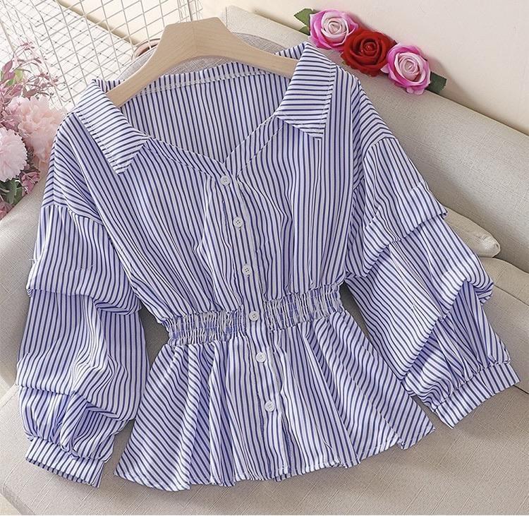 Donna Striped Blouse In Black