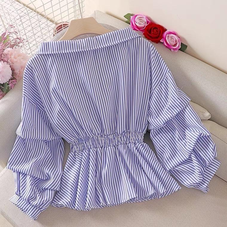 Donna Striped Blouse In Black