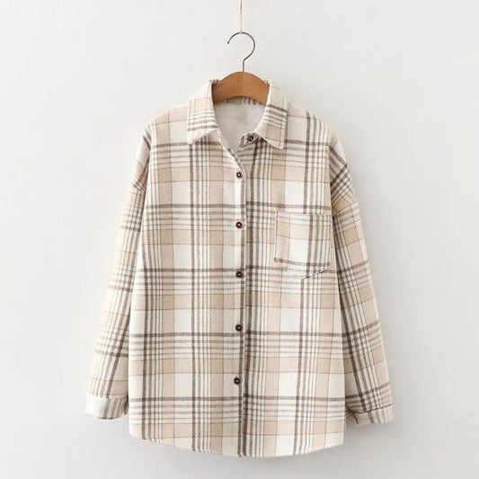 Dorian Statement Plaid Shirt In Beige