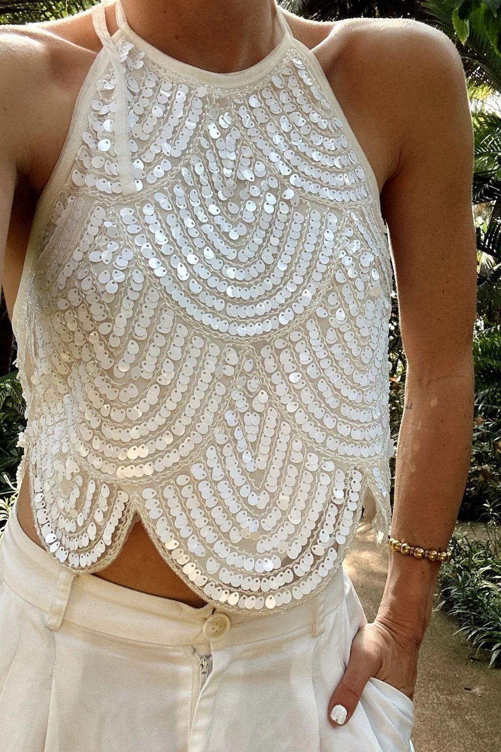 Camille Halterneck Sequin Top