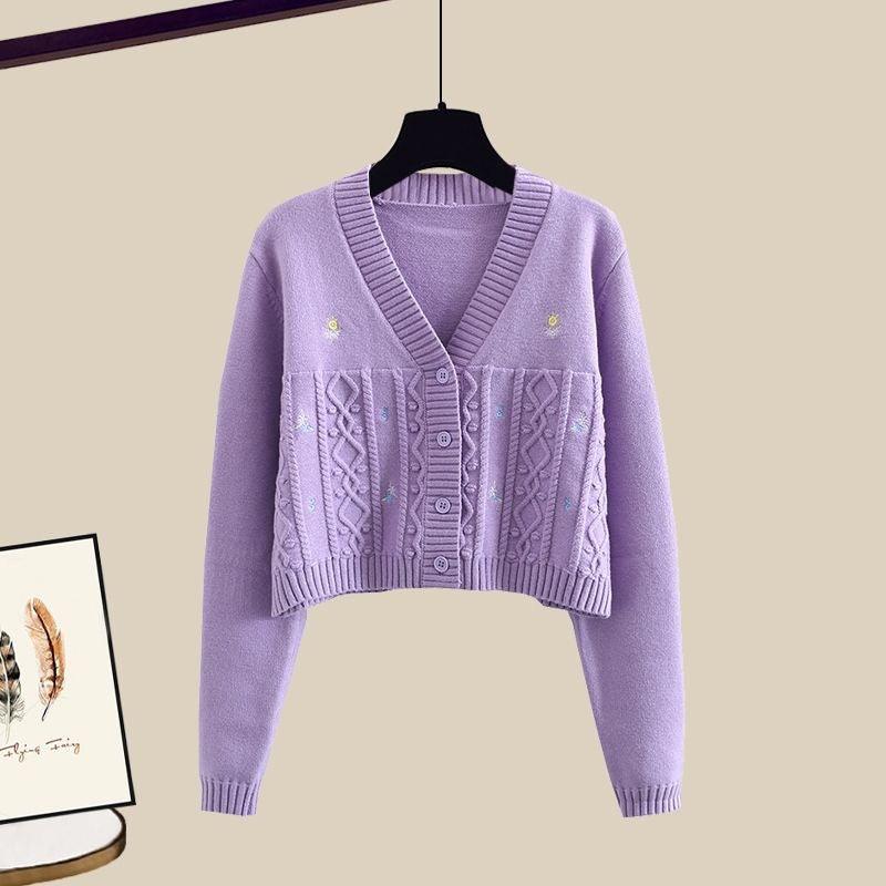 Lilac Mist Woolen 3 Pc Coord Set In Purple and Purple