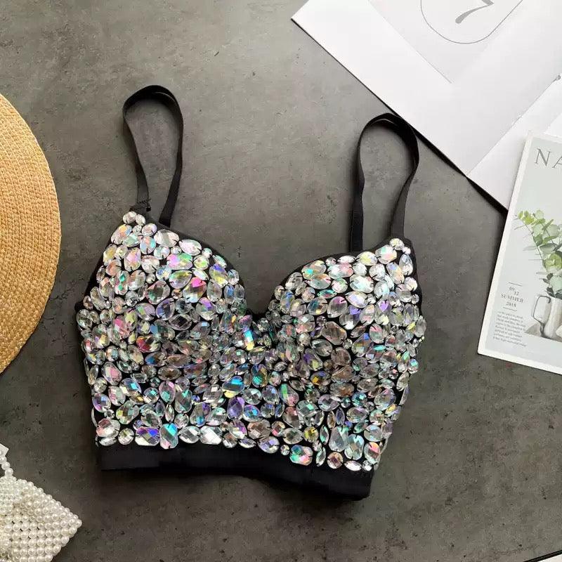 Elizba Rhinestone Bustier In Sliver