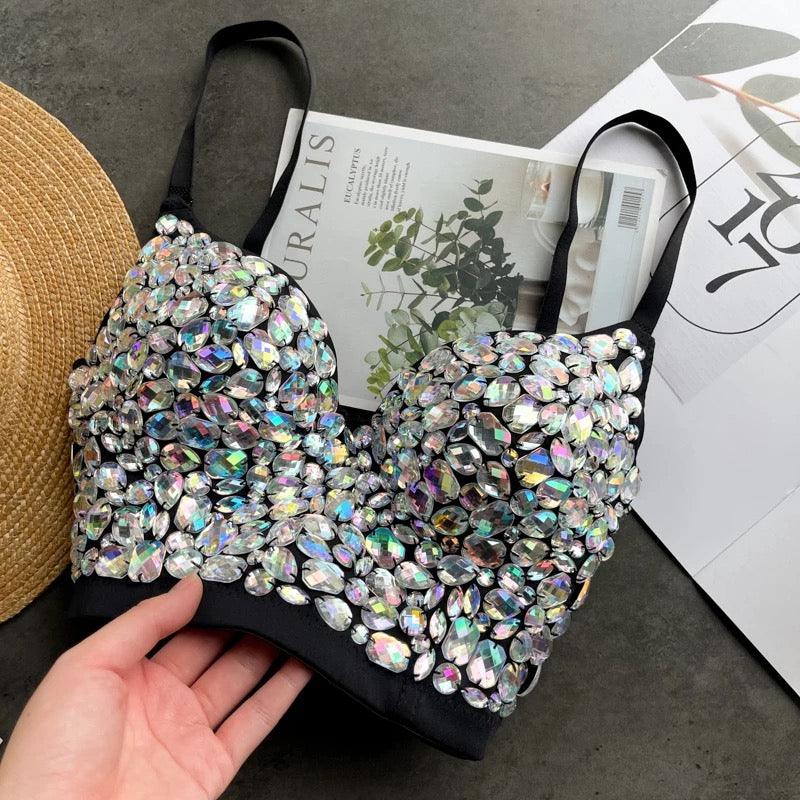 Elizba Rhinestone Bustier In Sliver