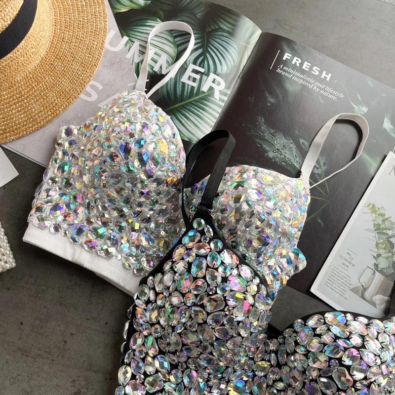 Elizba Rhinestone Bustier In Sliver