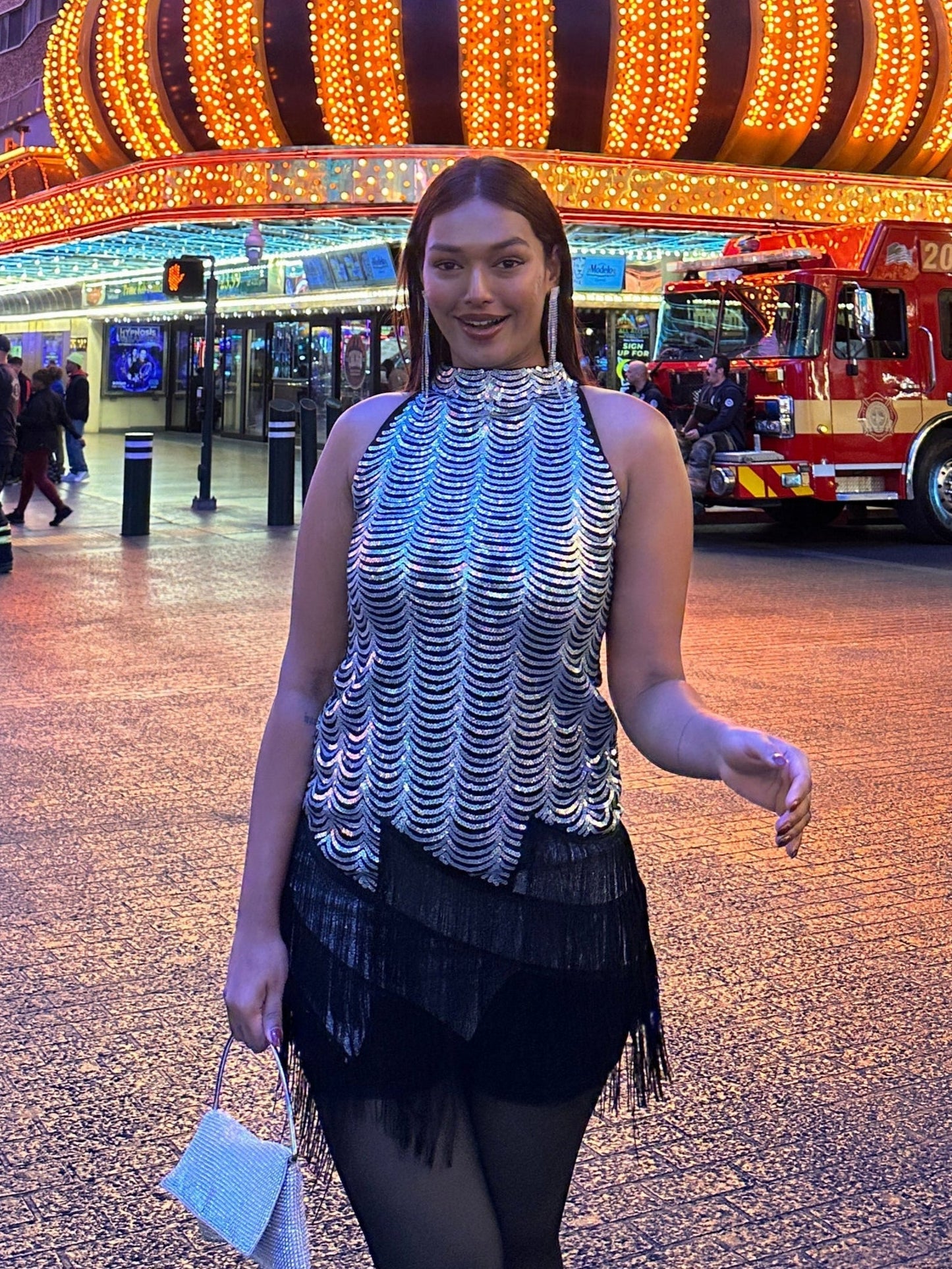 Emora Sequined Dress In Sliver