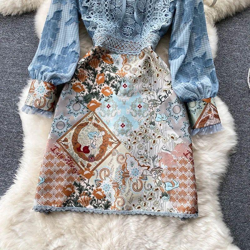 Evangeline Vintage Dress In Blue