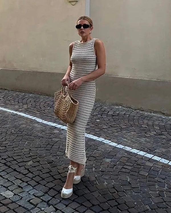 Rubeza Resortwear Soft Knit Dress In White