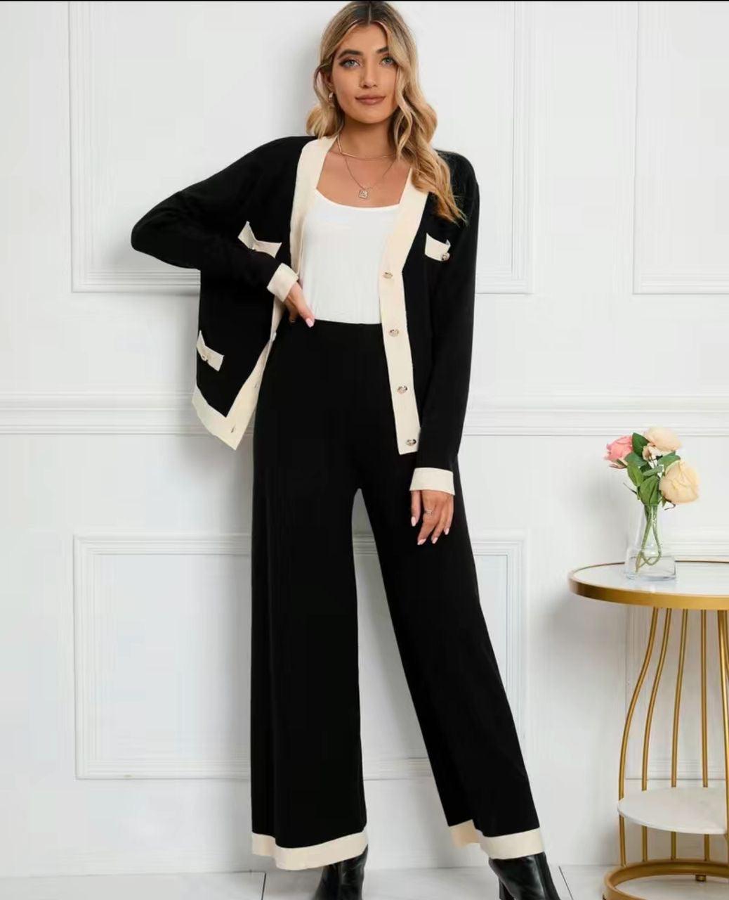 Payton Woollen Coord Set In Black