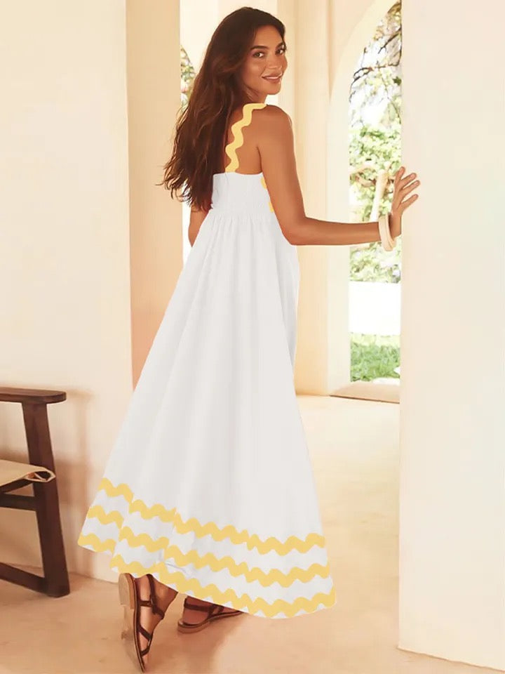 Finn Holiday Midi Dress In Yellow
