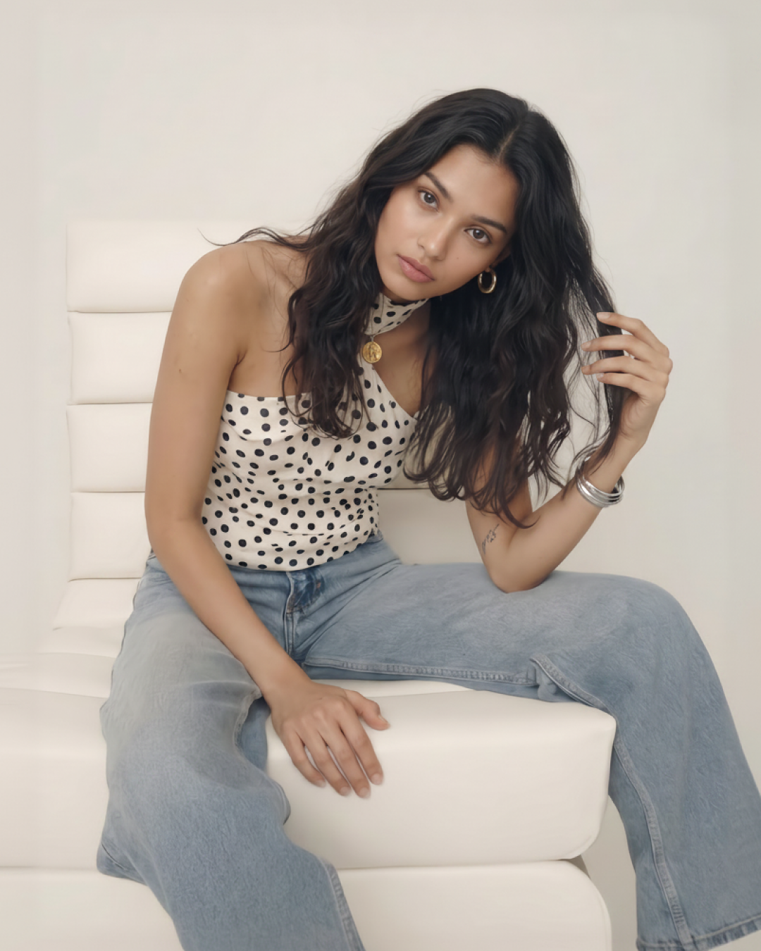 Taurel Halterneck Polka Top