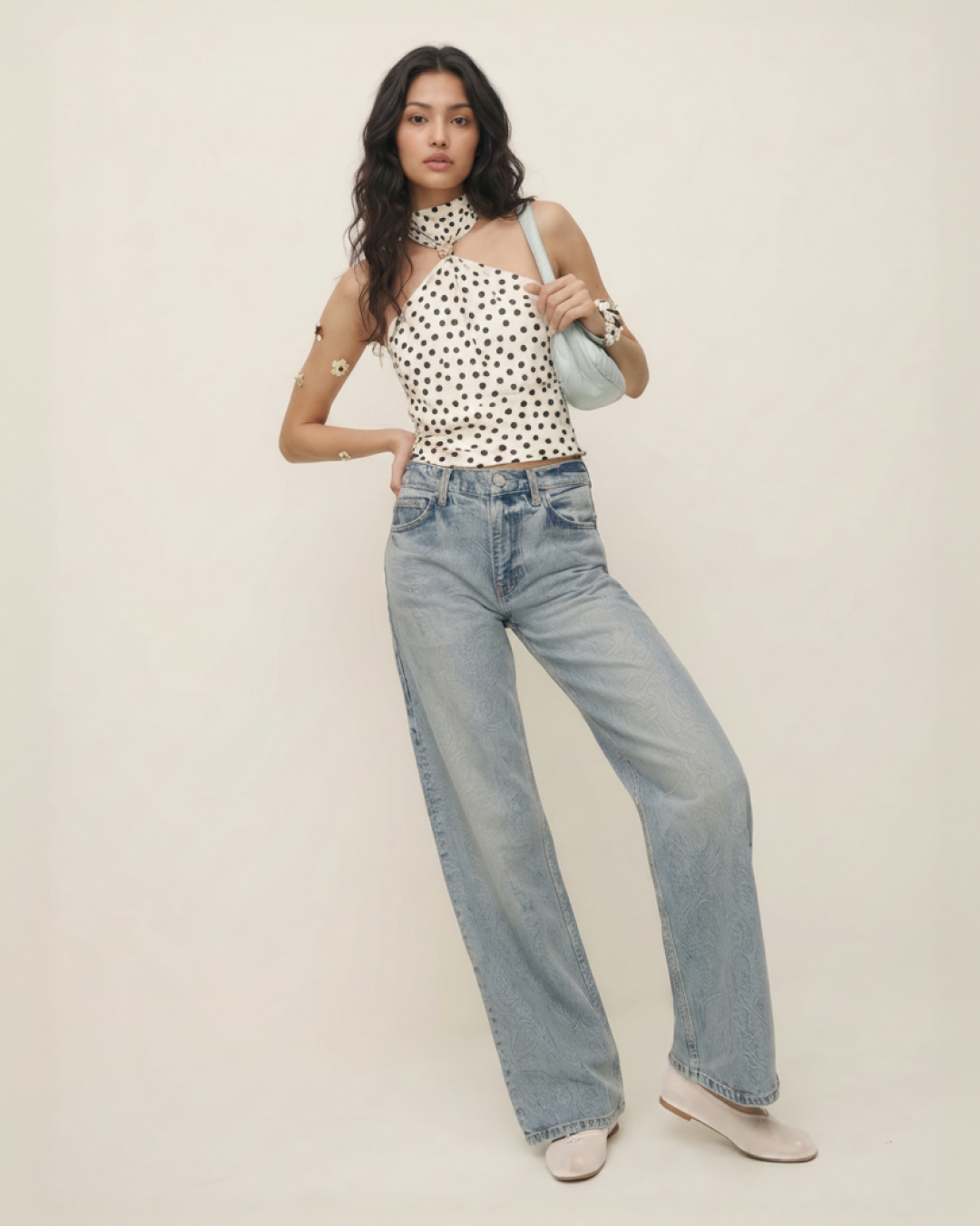 Taurel Halterneck Polka Top
