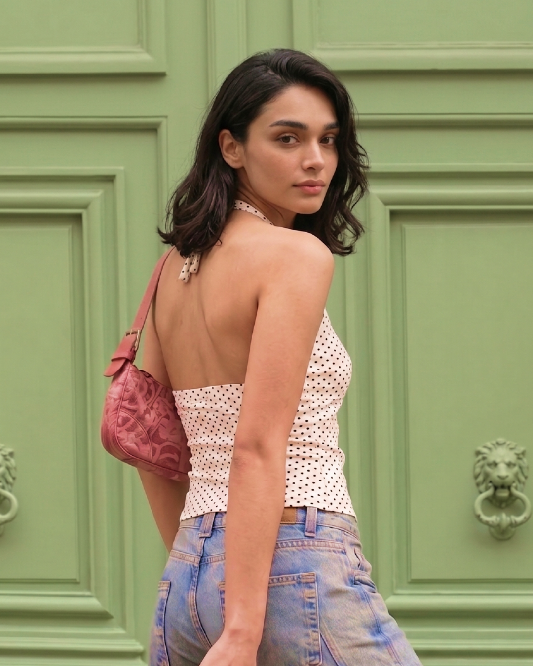 Elda Halterneck Polka Top