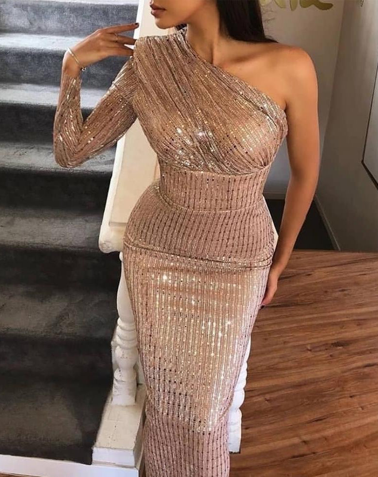 Fredger Sequined Dress in Beige
