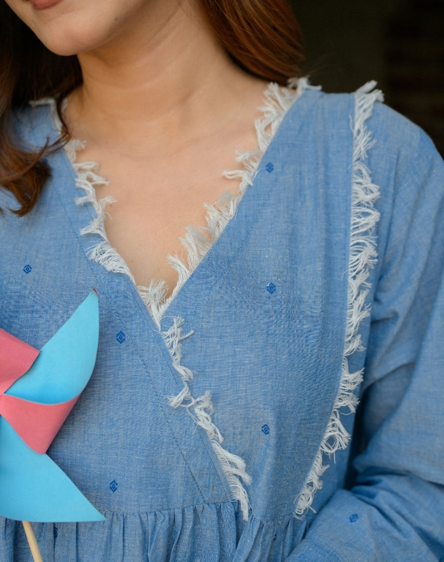 French Blue Fringe Dress