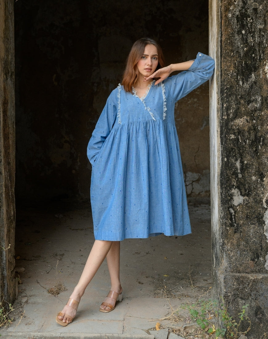 French Blue Fringe Dress