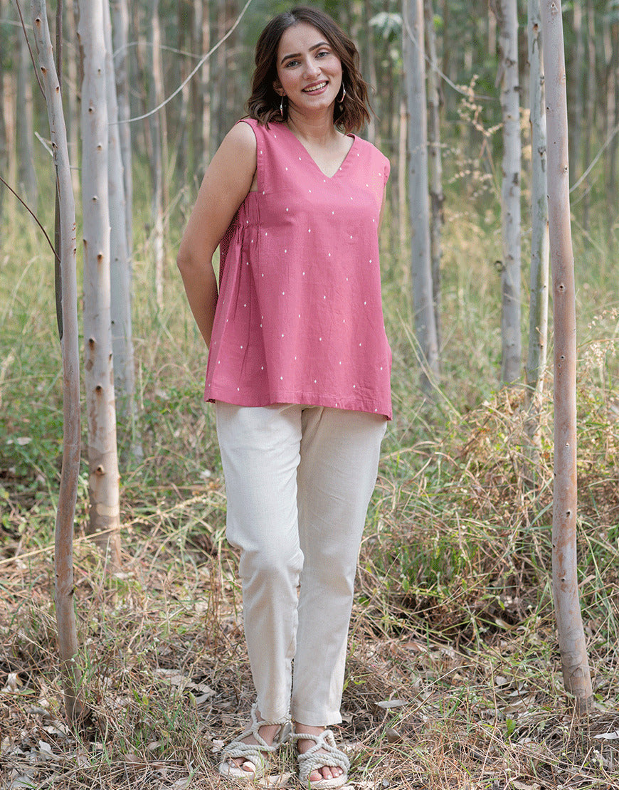 Fuchsia Pink Weave Top