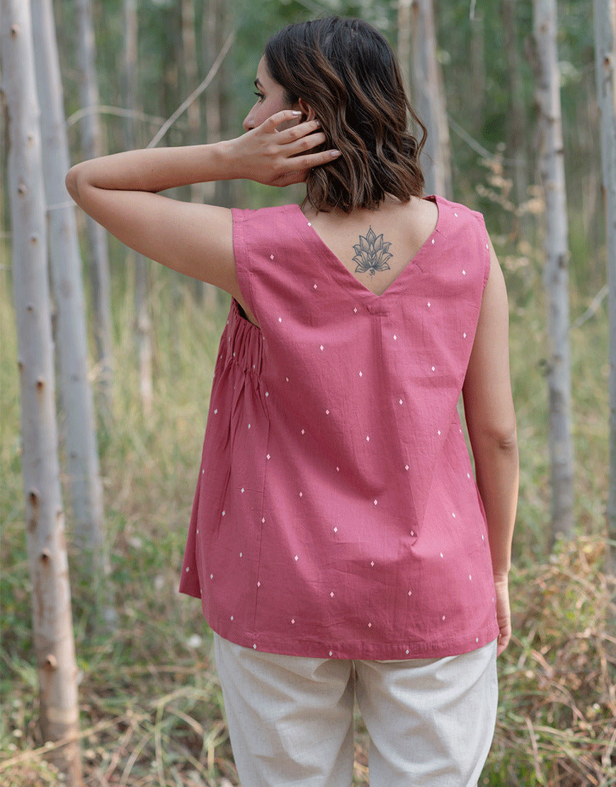 Fuchsia Pink Weave Top