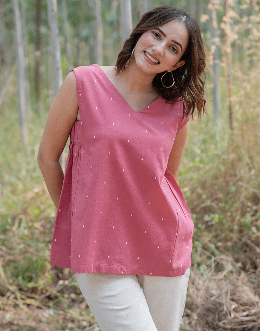 Fuchsia Pink Weave Top