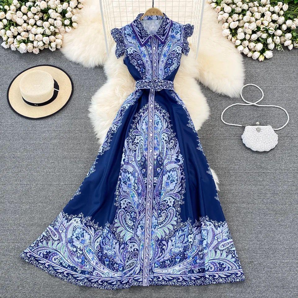 Hadlee Vintage Dress In Blue