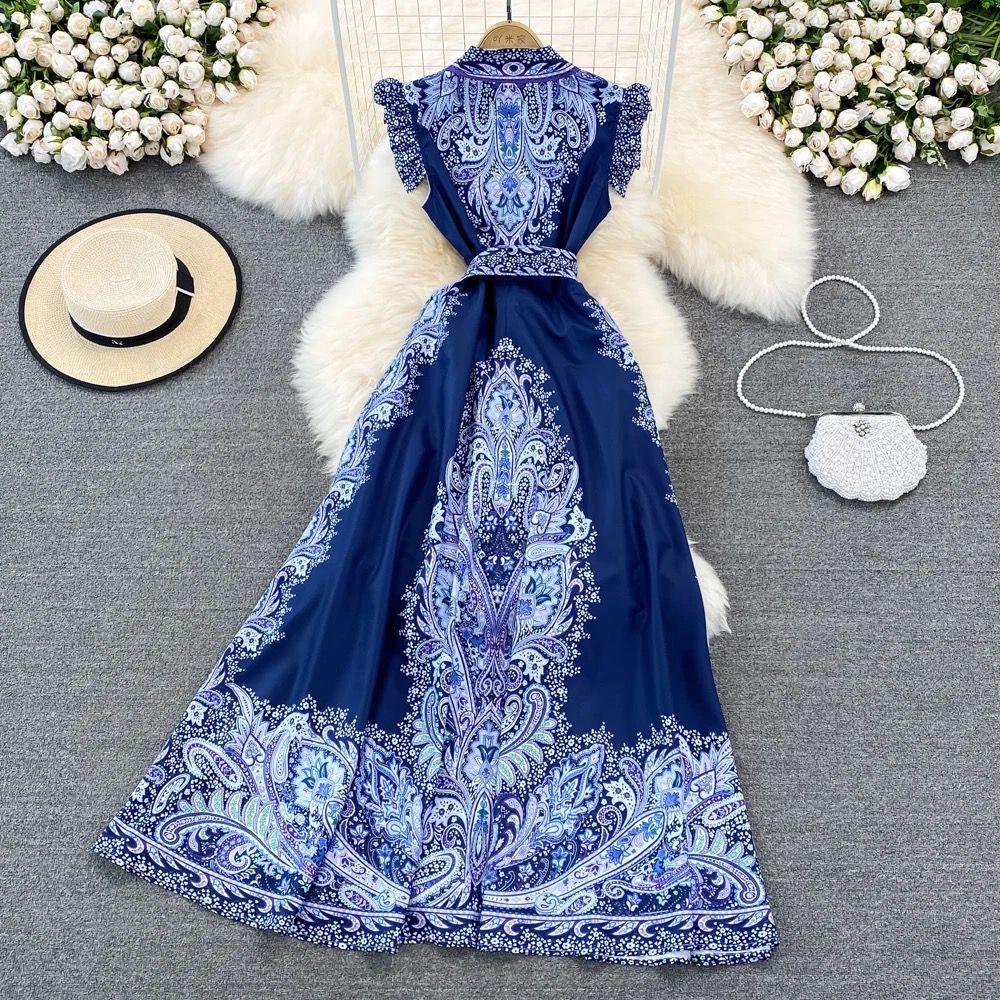 Hadlee Vintage Dress In Blue