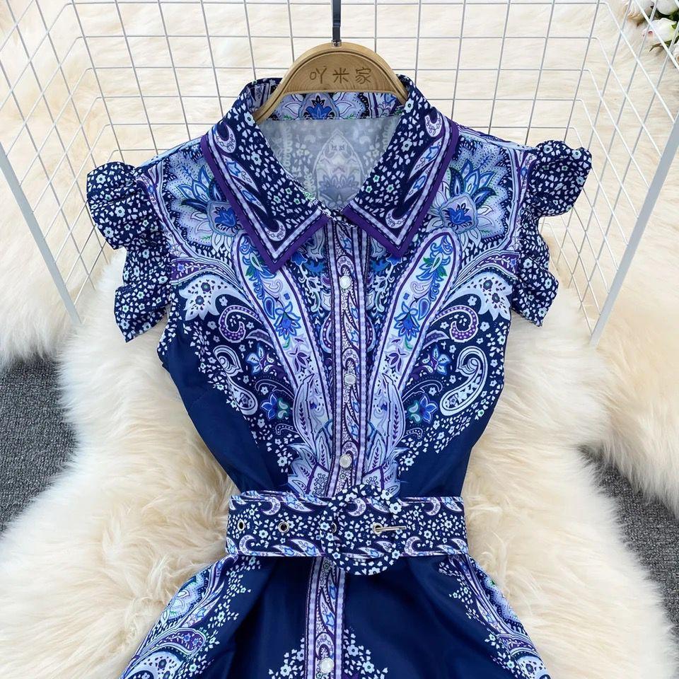Hadlee Vintage Dress In Blue