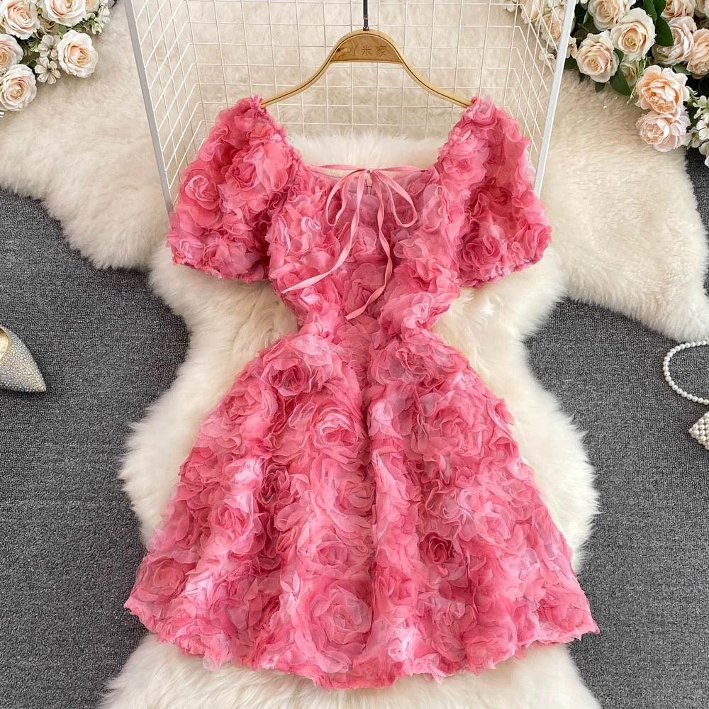 Harrold 3D Floral Dress In Pink