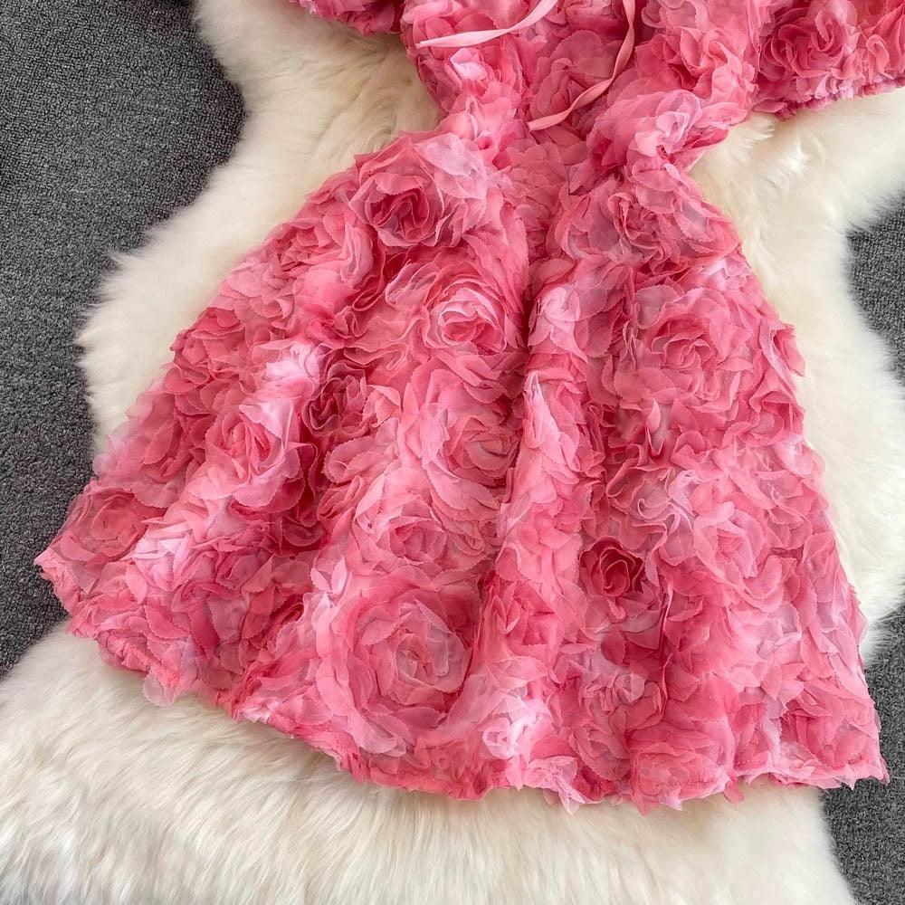 Harrold 3D Floral Dress In Pink
