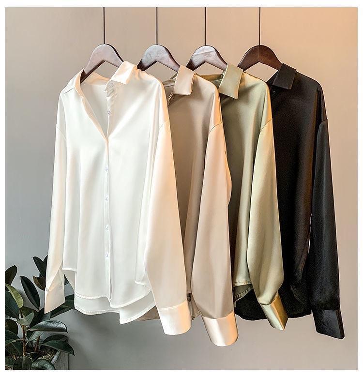 Hathor Luxury Satin Shirts In Black