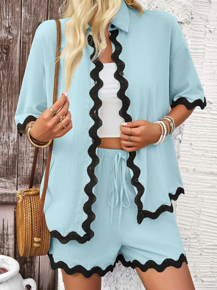 Hiya Summer 2 Pc Coord Set In Light Blue