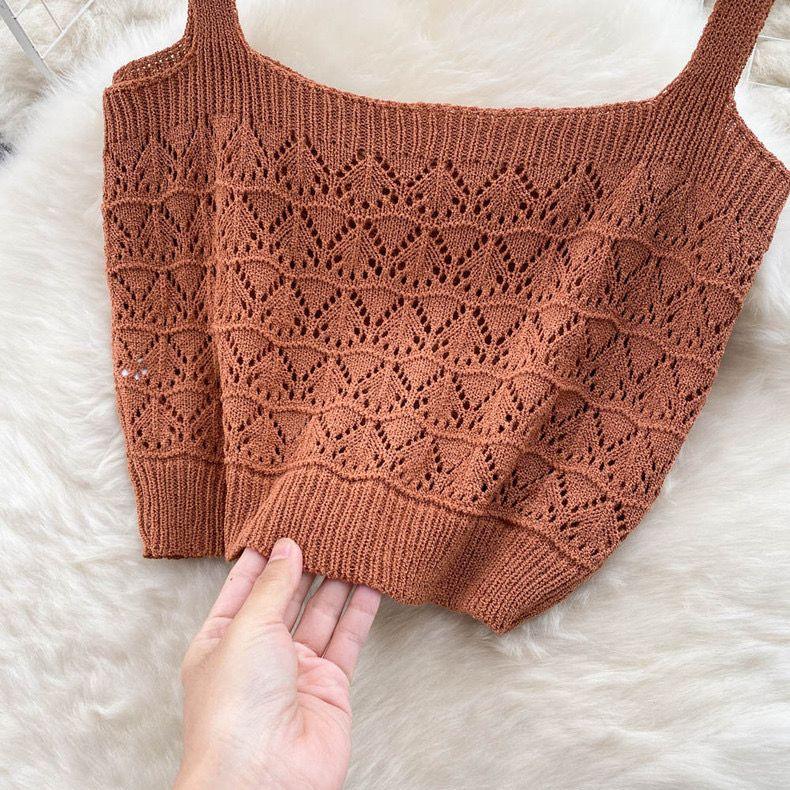 Esme Crochet Coord Set In Brown