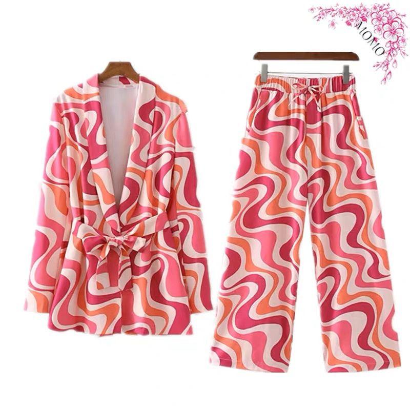 Briana Abstract Print Coord Set In Pink