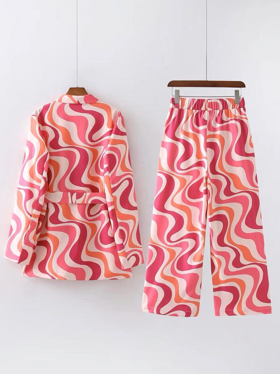 Briana Abstract Print Coord Set In Pink