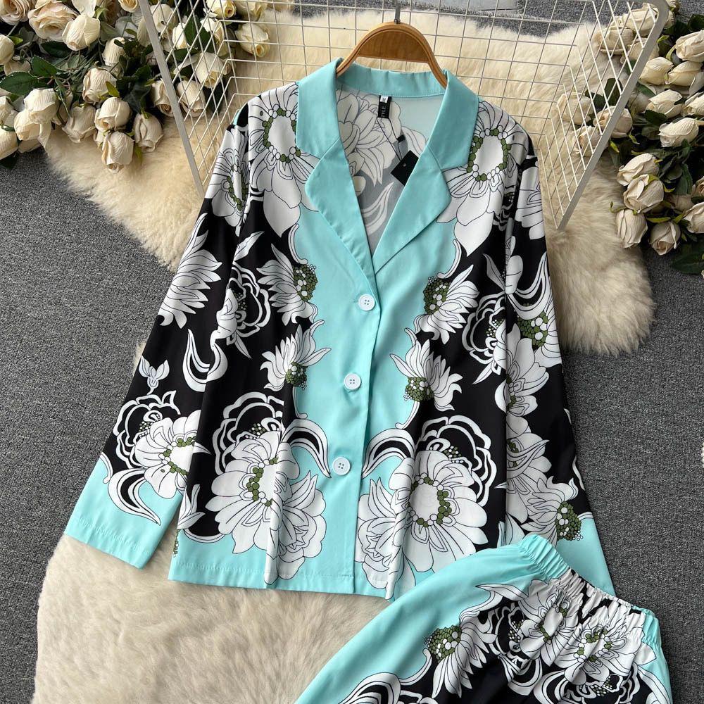 Peyton Abstract Print Coord Set In Aqua