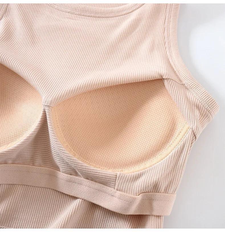 Nicole Tank Tops with Inbuilt Bra In Brown