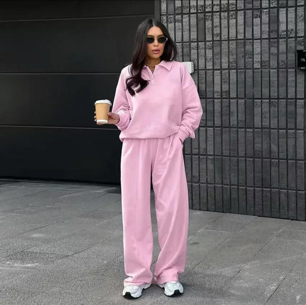 Adler Statement Fleece Lined Coord Set In Pink