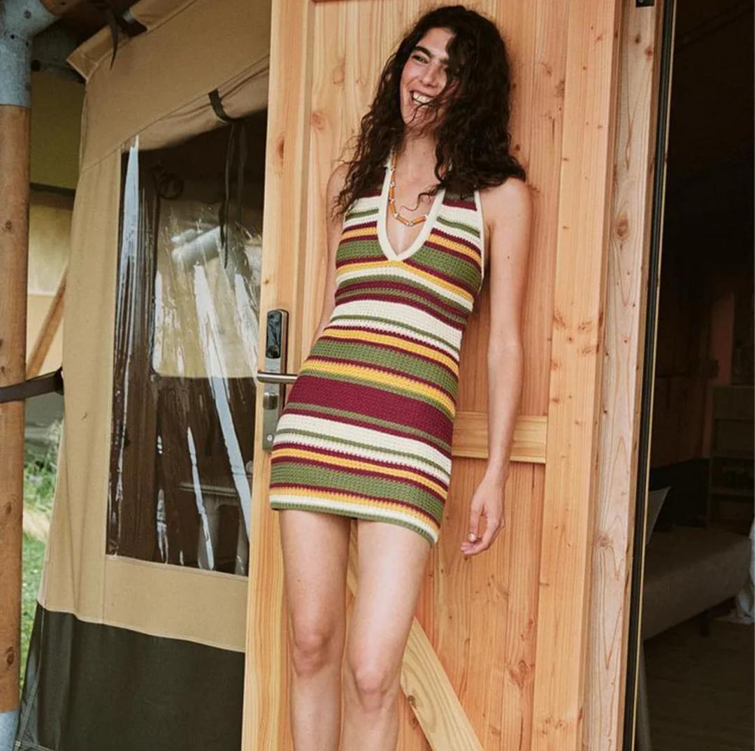 Era Soft Crochet Knit Dress In Multicolor