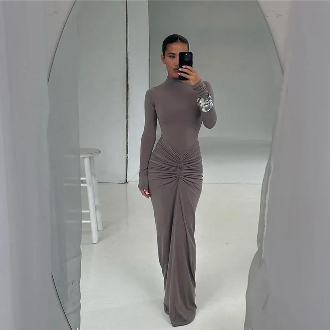 Junifar Statement Bodycon Maxi Dress In Grey