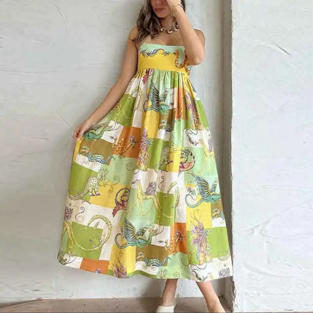 Tropical Printed Holiday Dress In Multicolor