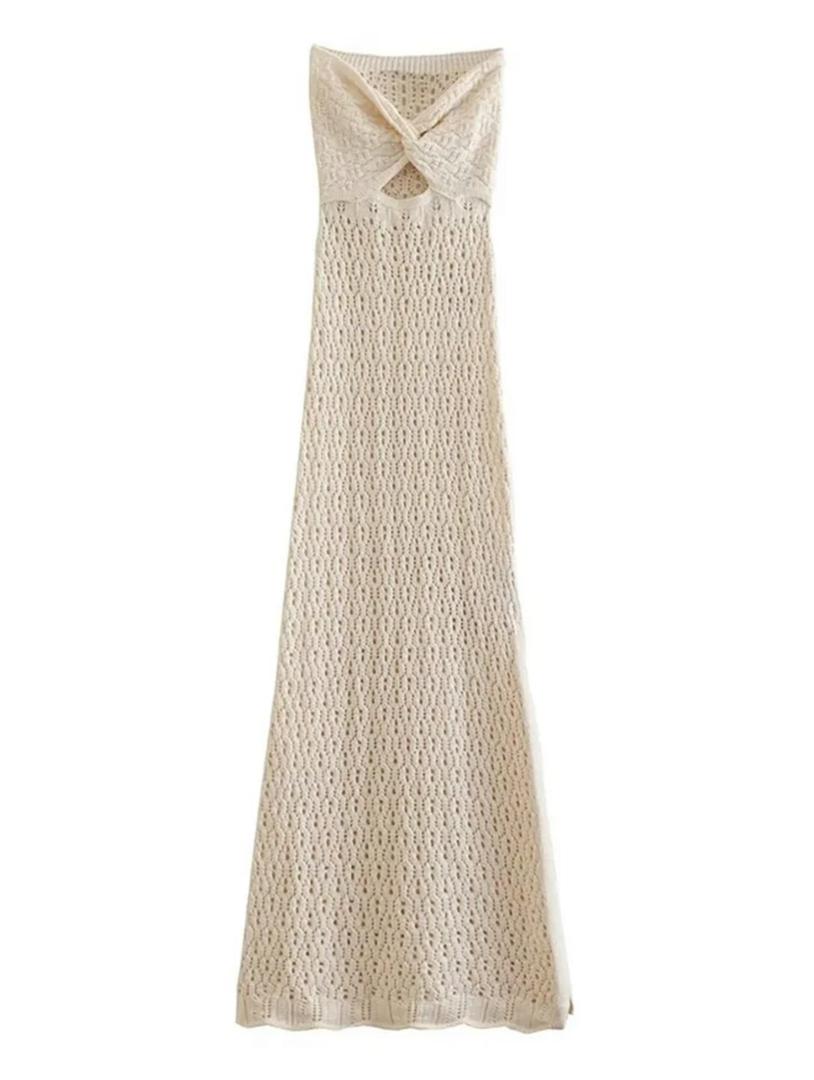 Louis Offshoulder Crochet Dress In Off-White