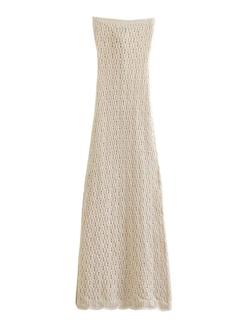 Louis Offshoulder Crochet Dress In Off-White