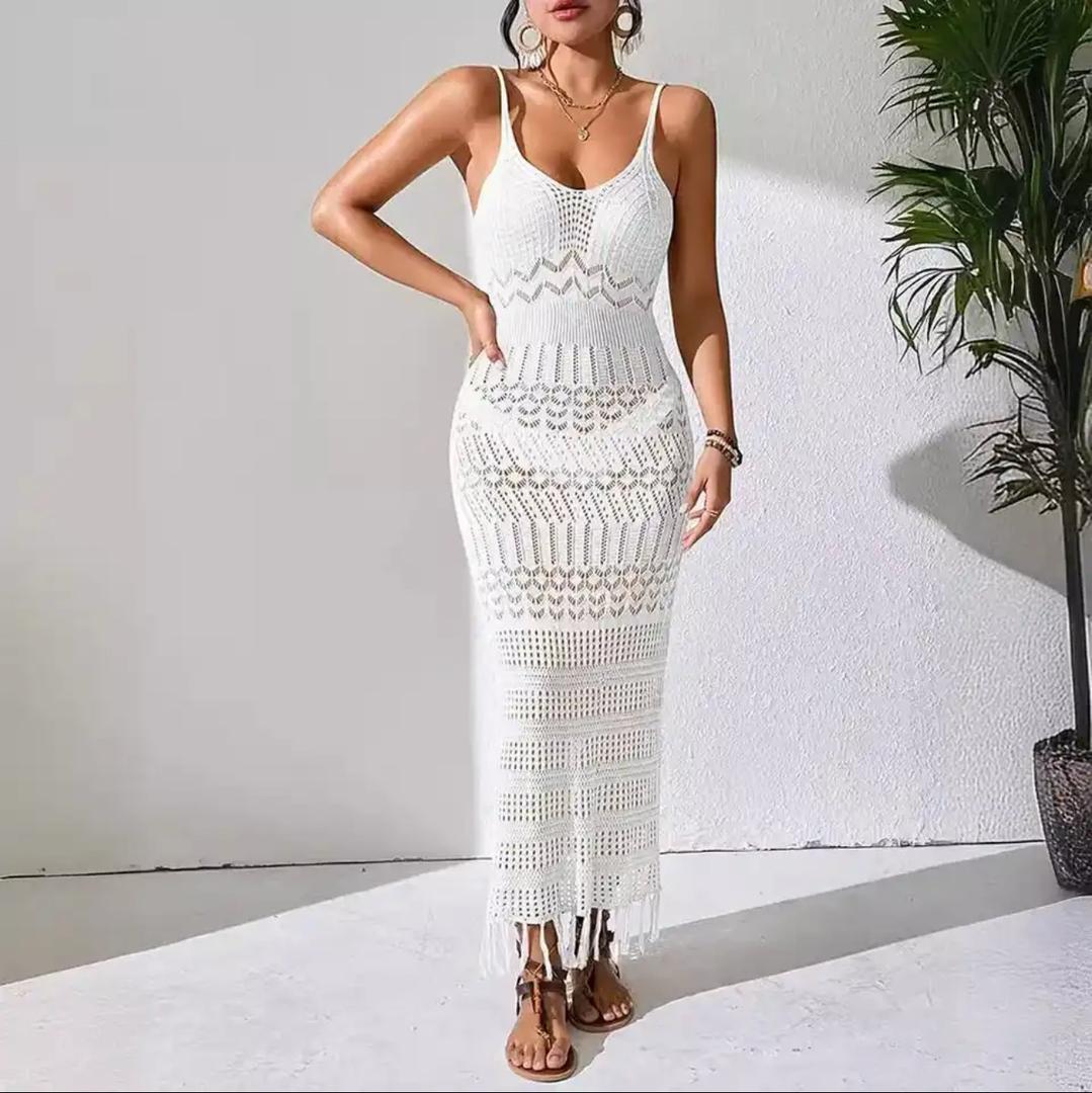 Emira Soft Knit Crochet Dress Resortwear