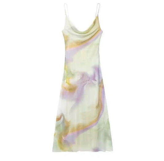 Tie And Dye Summer Holiday Dress In Multicolor
