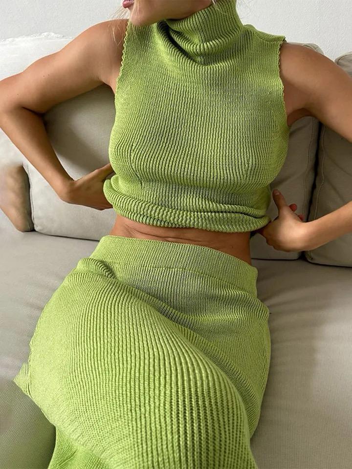 Seri Luxe Soft Knit Coord Set In Green
